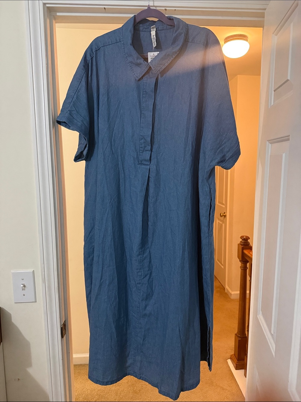 torrid Blue Short-Sleeve Button-Front Casual Shirt Dress